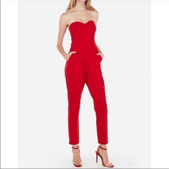 Express Pants - 🦋🌙 EXPRESS | Beautiful Bright Red Sleeveless Jumpsuit